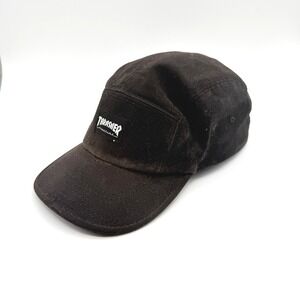 Thrasher 5 Panel Camper Hat Mens One Size Black Canvas Logo Skateboarding
